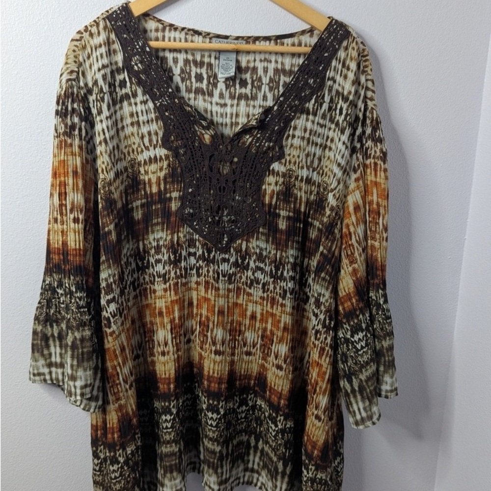 Cato Brown and Orange Patterned Tunic